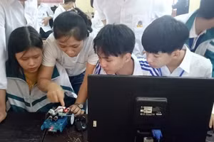 Giáo viên thực hành hướng dẫn nghiên cứu khoc học cho học sinh nhà trường