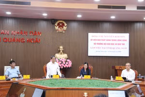 Bộ trưởng Nguyễn Kim Sơn phát biểu tại buổi làm việc tại Quảng Ngãi.