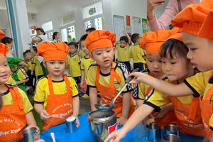 Hoạt động Ngày hội dinh dưỡng của Trường mầm non Nốt nhạc xanh (quận Liên Chiểu, TP Đà Nẵng). 