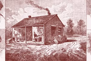 Bản phác họa chân dung gia đình Bender và căn nhà trọ, hiện trường các vụ giết người.