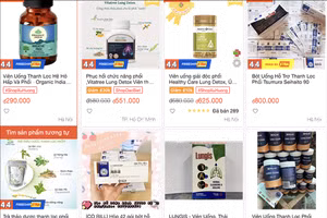 Hàng loạt sản phẩm thanh lọc phổi được quảng cáo trên mạng. Ảnh màn hình.