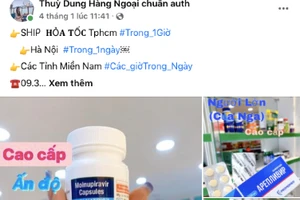 Một tài khoản rao bán thuốc trị Covid-19. Ảnh chụp màn hình.