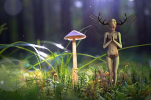 Một “tiên nữ” được mô tả chỉ cao hơn cây nấm một chút.