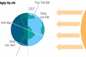 Hạ Chí là ngày dài nhất trong năm do Trái đất có tổng diện tích chiếu sáng lớn nhất.
