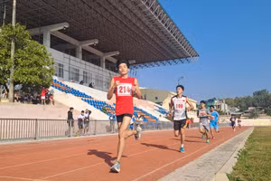 Các vận động viên tranh tài ở môn điền kinh.