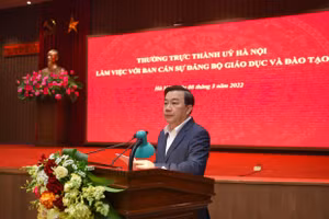 Ông Chử Xuân Dũng, Phó Chủ tịch Ủy ban nhân dân thành phố Hà Nội phát biểu tại buổi làm việc.