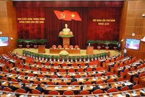 Toàn cảnh phiên bế mạc Hội nghị Trung ương 8 Khóa XIII, sáng 8/10/2023. (Ảnh: Phương Hoa/TTXVN)