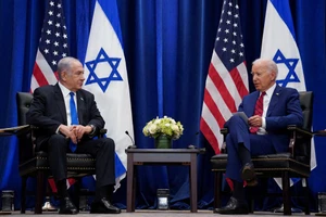 Tổng thống Mỹ Joe Biden có cuộc gặp song phương với Thủ tướng Israel Benjamin Netanyahu bên lề Đại hội đồng Liên hợp quốc lần thứ 78 tại Thành phố New York, Mỹ, ngày 20/9/2023. (Ảnh: Reuters).