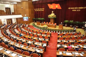 Tổng Bí thư Nguyễn Phú Trọng phát biểu bế mạc Hội nghị Trung ương giữa nhiệm kỳ khóa XIII. Ảnh: Trí Dũng/TTXVN