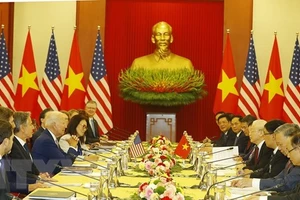 Tổng Bí thư Nguyễn Phú Trọng hội đàm với Tổng thống Hoa Kỳ Joe Biden. (Ảnh: Trí Dũng/TTXVN)