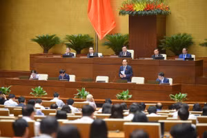 Bộ trưởng Bộ Lao động – Thương binh và Xã hội Đào Ngọc Dung trả lời chất vấn tại kỳ họp thứ 5, Quốc hội khoá XV. Ảnh: Quốc hội.