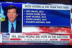 Người dẫn chương trình Tucker Carlson nêu tên người chết đã "bỏ phiếu" bầu cử.