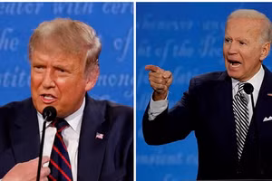TT Mỹ Donald Trump và ứng cử viên Joe Biden (phải).