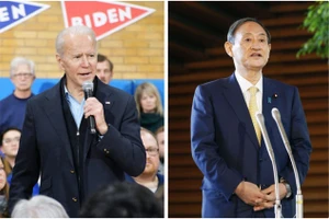 Ông Joe Biden và Thủ tướng Nhật Suga (phải)