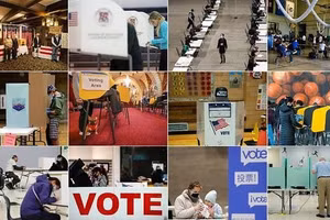 Cử tri Mỹ đi bỏ phiếu.