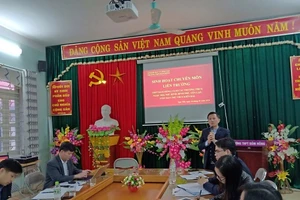 Ông Nguyễn Trung Phần - Chuyên viên Phòng GD Trung học - Sở GD&ĐT Tuyên Quang dự giờ sinh hoạt chuyên môn của Trường THPT Đầm Hồng