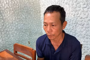 Đối tượng Trương Đình Nhạt tại cơ quan công an.