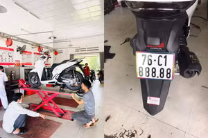 Một thanh niên vừa bấm được biển ngũ quý 8 tại Quảng Ngãi.