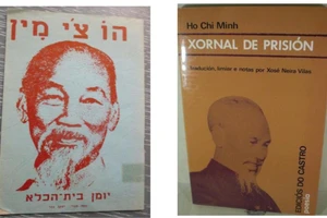 Bìa cuốn 'Nhật ký trong tù' dịch sang chữ Hebrew và Galicia. Ảnh: Võ Xuân Quế.