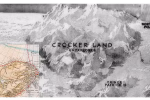 Vùng đất Crocker và vị trí của nó trên bản đồ theo mô tả của Robert Peary.