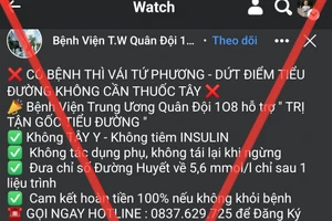 Trang web mạo danh Bệnh viện Trung ương Quân đội 108 để bán thực phẩm chức năng. 