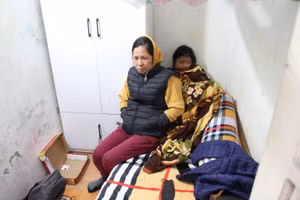 Căn phòng rộng chưa đến 6m2 nơi Nguyễn Thị Trang đang sinh sống.