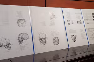 Một số hình vẽ trong cuốn sách được phóng to. Ảnh: Bình Thanh.