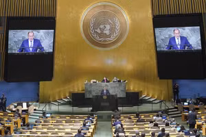 Ngoại trưởng Nga Sergey Lavrov phát biểu tại Đại hội đồng Liên hợp quốc lần thứ 77.