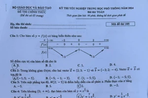 Gợi ý đáp án môn Toán kỳ thi tốt nghiệp THPT 2024