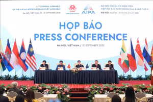 Quang cảnh buổi Họp báo thông báo về kết quả Đại hội đồng AIPA 41. Ảnh: Văn Điệp/TTXVN