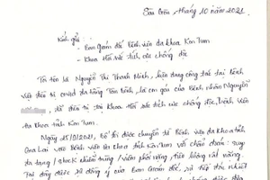Bức thư mộc mạc, chân thành của nữ bác sĩ tuyến đầu chống dịch gửi Bệnh viện đa khoa tỉnh Kon Tum.