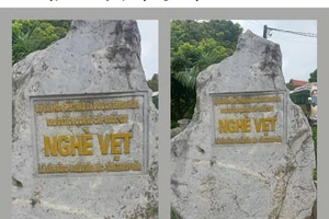 Bia biển tên ghi sai nội dung được phản ánh trên mạng xã hội là có thật. Đây là biển tên do cá nhân công đức. 