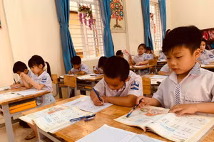 HS lớp 1 tỉnh Ninh Bình đã hoàn thành chương trình cuối năm với tỉ lệ 98,34%. Ảnh: Đức Trí