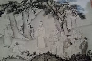 Trích “Trúc Lâm đại sĩ xuất sơn chi đồ” phần vẽ vua Trần Anh Tông cùng phái đoàn.