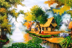 Cảnh làng quê Việt Nam.