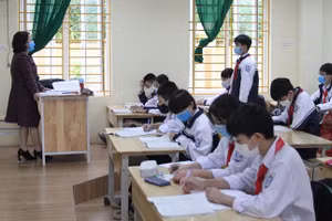 Một lớp học của Trường THCS Phong Vân (Ba Vì, Hà Nội).