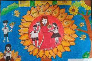 Những tấm thiệp “handmade” được các em học sinh Trường Tiểu học Đông La tự tay thiết kế để tri ân các thầy cô nhân dịp 20/11. 