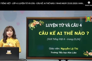 Cô Nguyễn Lệ Thi trong một buổi ghi hình tại Đài Phát thanh và Truyền hình Hà Nội. Ảnh cắt từ clip