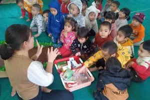 Trẻ làm trung tâm trong mọi hoạt động ở Trường Mầm non Hưng Khánh.