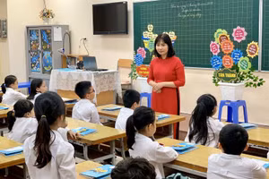 Một giờ học tại Trường Tiểu học Trần Quốc Toản, Hoàn Kiếm, Hà Nội. 