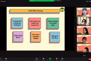 Một buổi sinh hoạt chuyên môn trực tuyến của giáo viên Trường Tiểu học Tràng An (quận Hoàn Kiếm, Hà Nội).