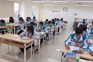 Cô Phan Thị Sơn lưu ý HS ôn tập chắc chắn lý thuyết để làm bài thi môn GDCD thật tốt. Ảnh: NVCC