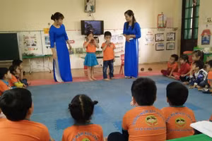 Học sinh Trường Mầm non Vân Phúc (huyện Phúc Thọ, Hà Nội).