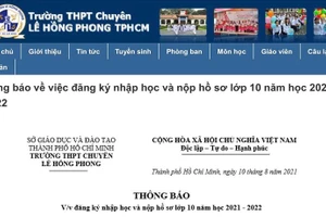 TPHCM: Học sinh trúng tuyển lớp 10 chuyên, tích hợp - nộp hồ sơ trực tuyến