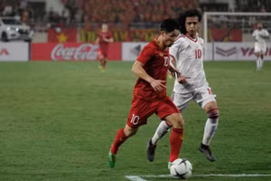 Công Phượng trong trận gặp UAE trên sân Mỹ Đình.