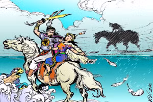 Hành động tuốt kiếm chém Mị Châu của An Dương Vương chứng tỏ sự tỉnh ngộ muộn màng của nhà vua trước bi kịch mất nước. Ảnh minh họa: IT