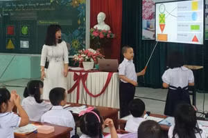 Giờ học Toán của HS lớp Một Trường Tiểu học Núi Thành (quận Hải Châu, TP Đà Nẵng). 