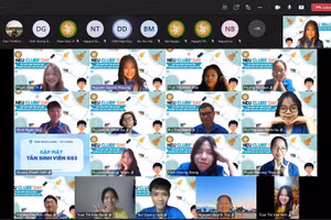 Sinh viên Trường Đại học Kinh tế Quốc dân gặp mặt qua phần mềm Teams.