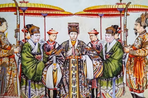 Hình vẽ những người hầu cận bên vua thời phong kiến. Ảnh minh họa.