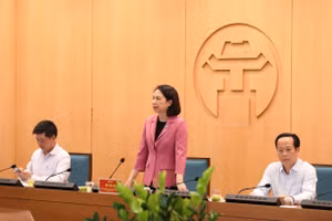 Bà Vũ Thu Hà, Phó Chủ tịch UBND TP Hà Nội phát biểu.